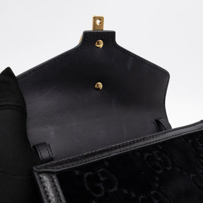 Sylvie Mini Top Handle Black Velvet Patent Leather