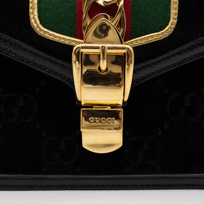 Sylvie Mini Top Handle Black Velvet Patent Leather