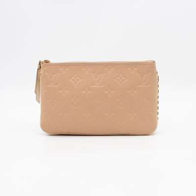 Double Zip Pochette Beige & Rose Creme Monogram Empreinte