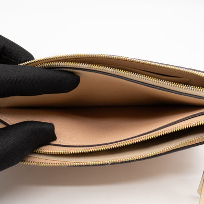 Double Zip Pochette Beige & Rose Creme Monogram Empreinte
