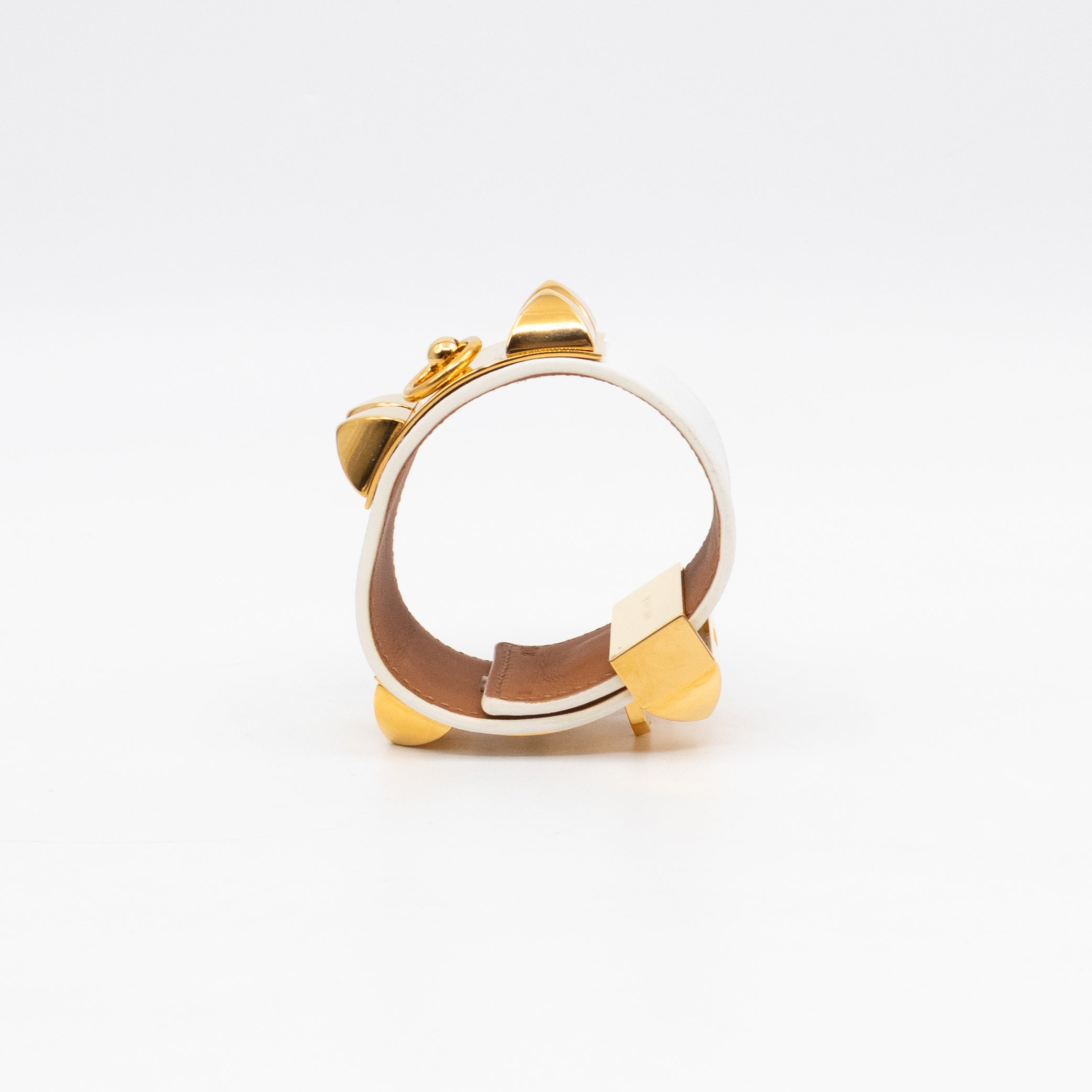 Collier de Chien Bracelet Gold & White Leather