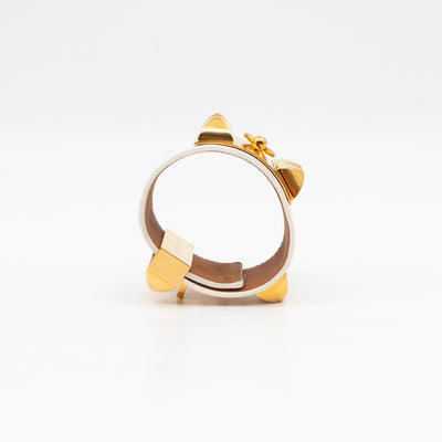 Collier de Chien Bracelet Gold & White Leather
