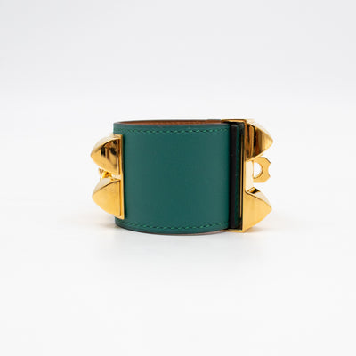 Collier de Chien Bracelet Gold & Malachite Leather