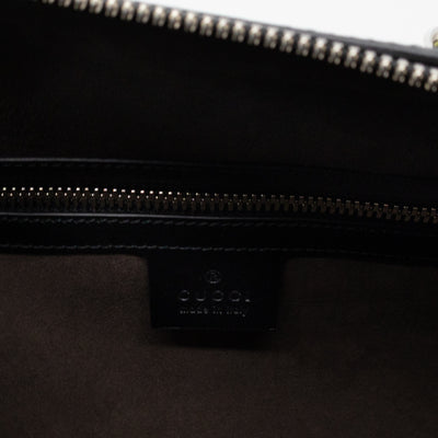 Medium Duffle Bag GG Supreme Blooms Black Leather