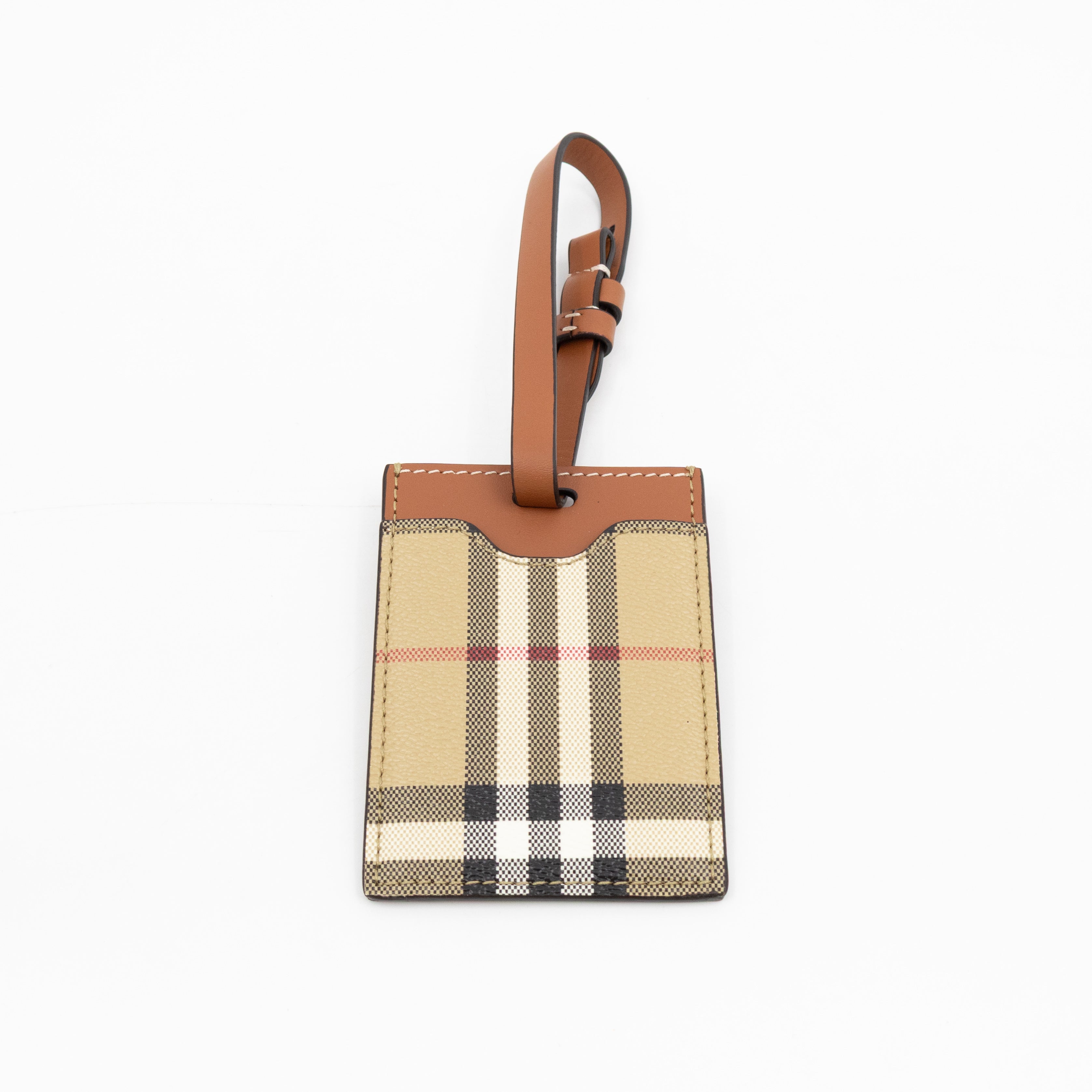 Luggage Tag House Check Brown Leather