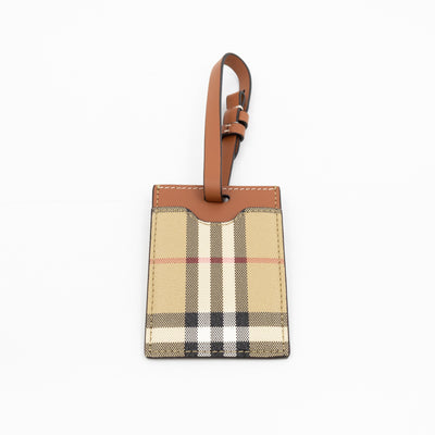 Luggage Tag House Check Brown Leather