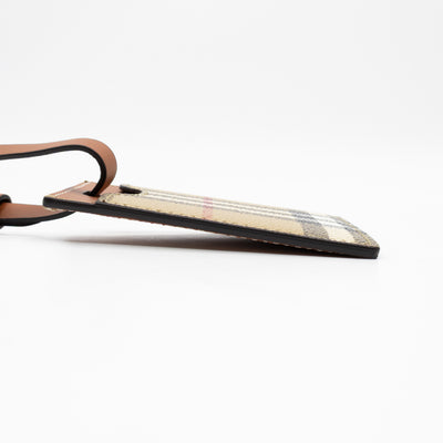 Luggage Tag House Check Brown Leather