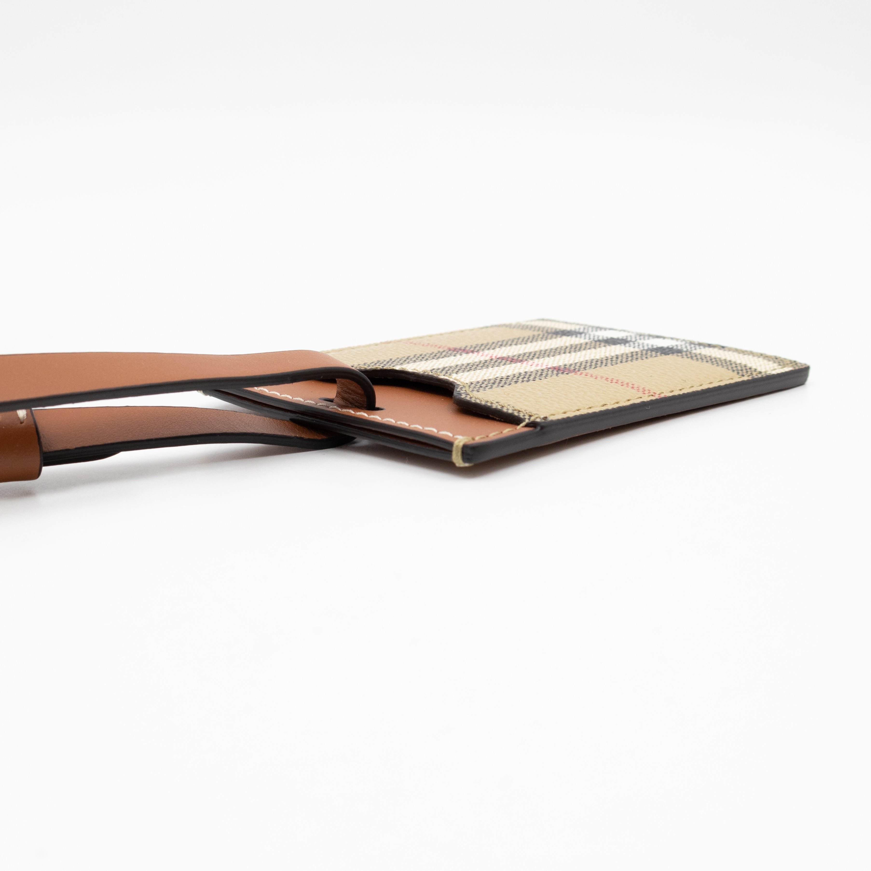 Luggage Tag House Check Brown Leather