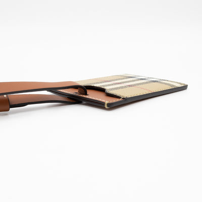 Luggage Tag House Check Brown Leather