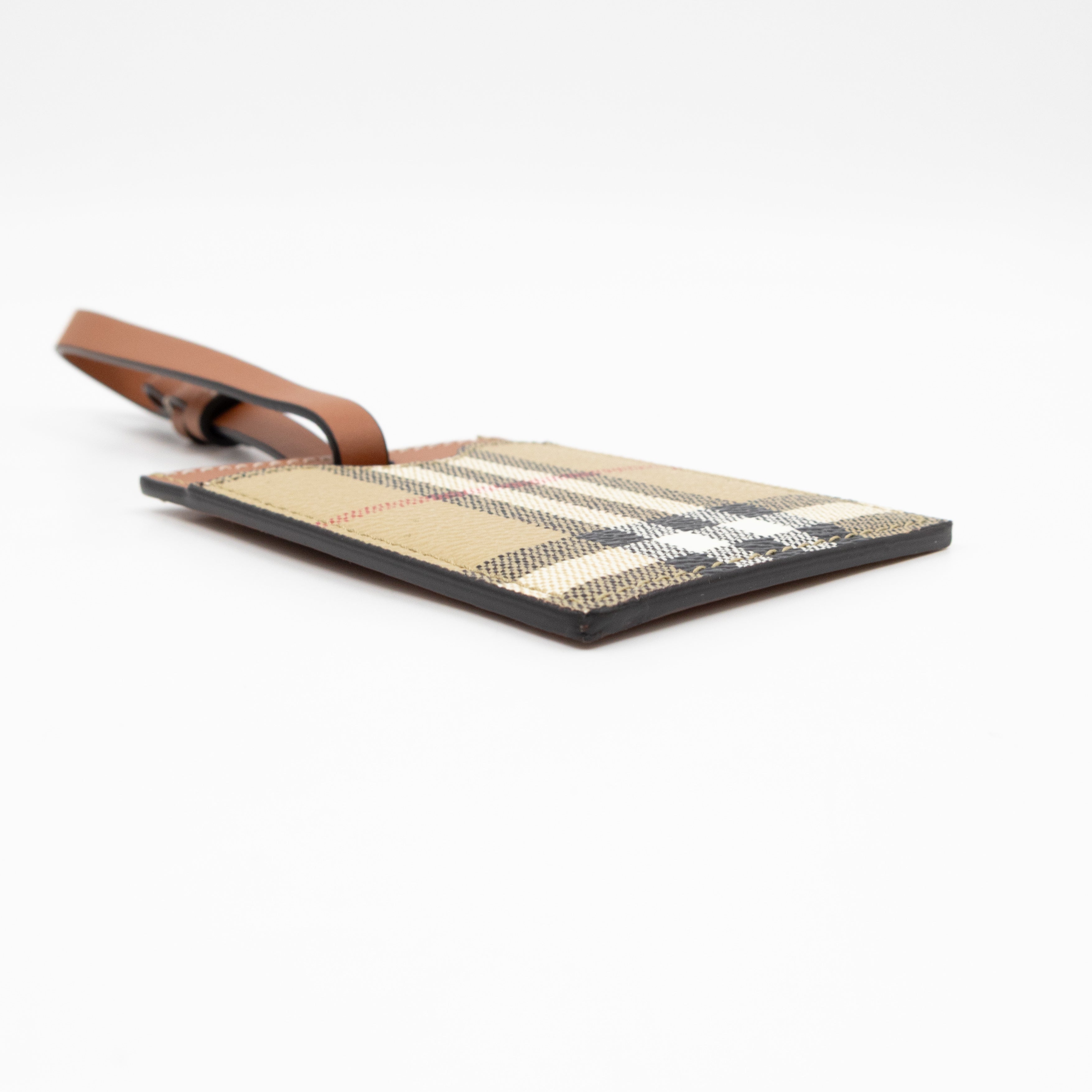 Luggage Tag House Check Brown Leather