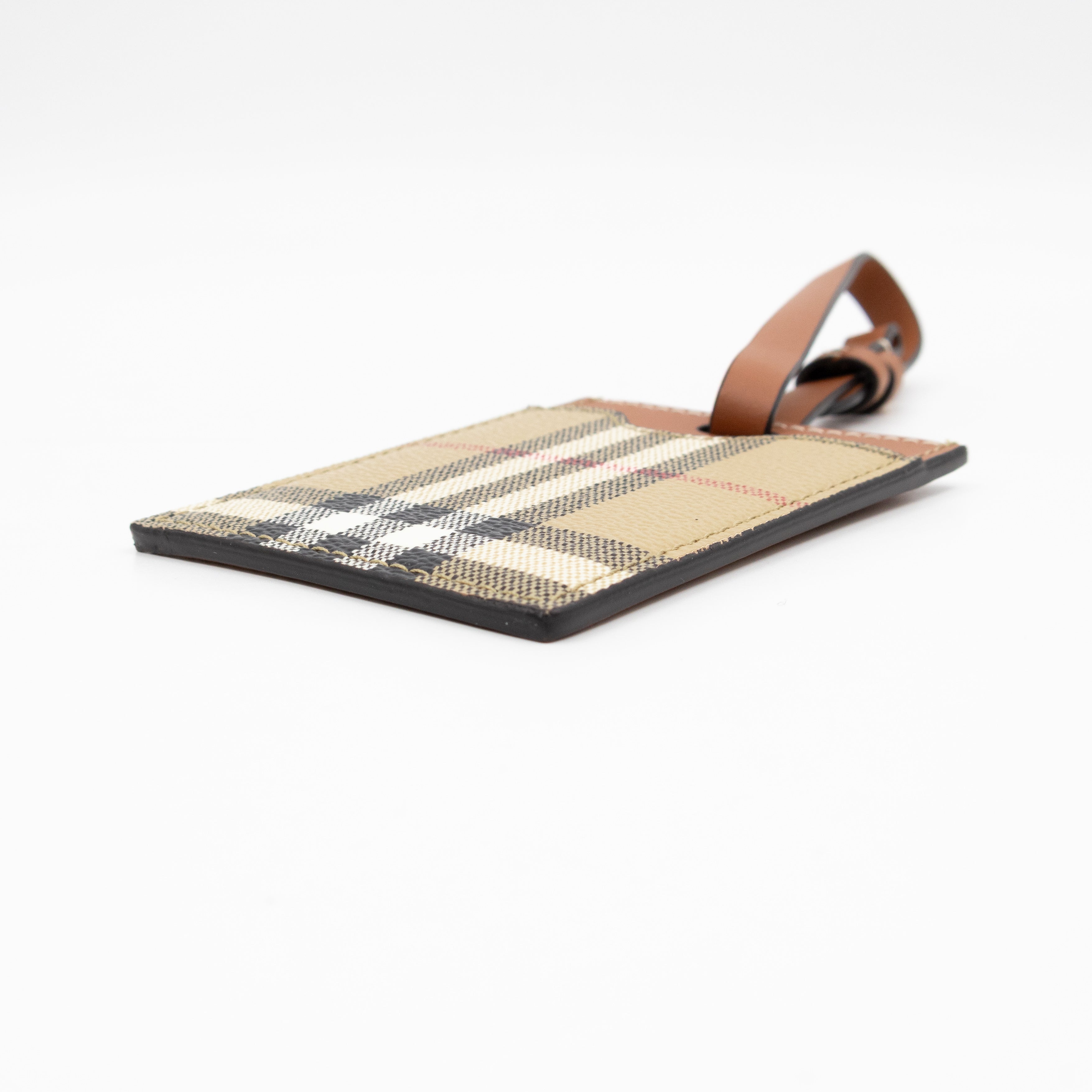 Luggage Tag House Check Brown Leather