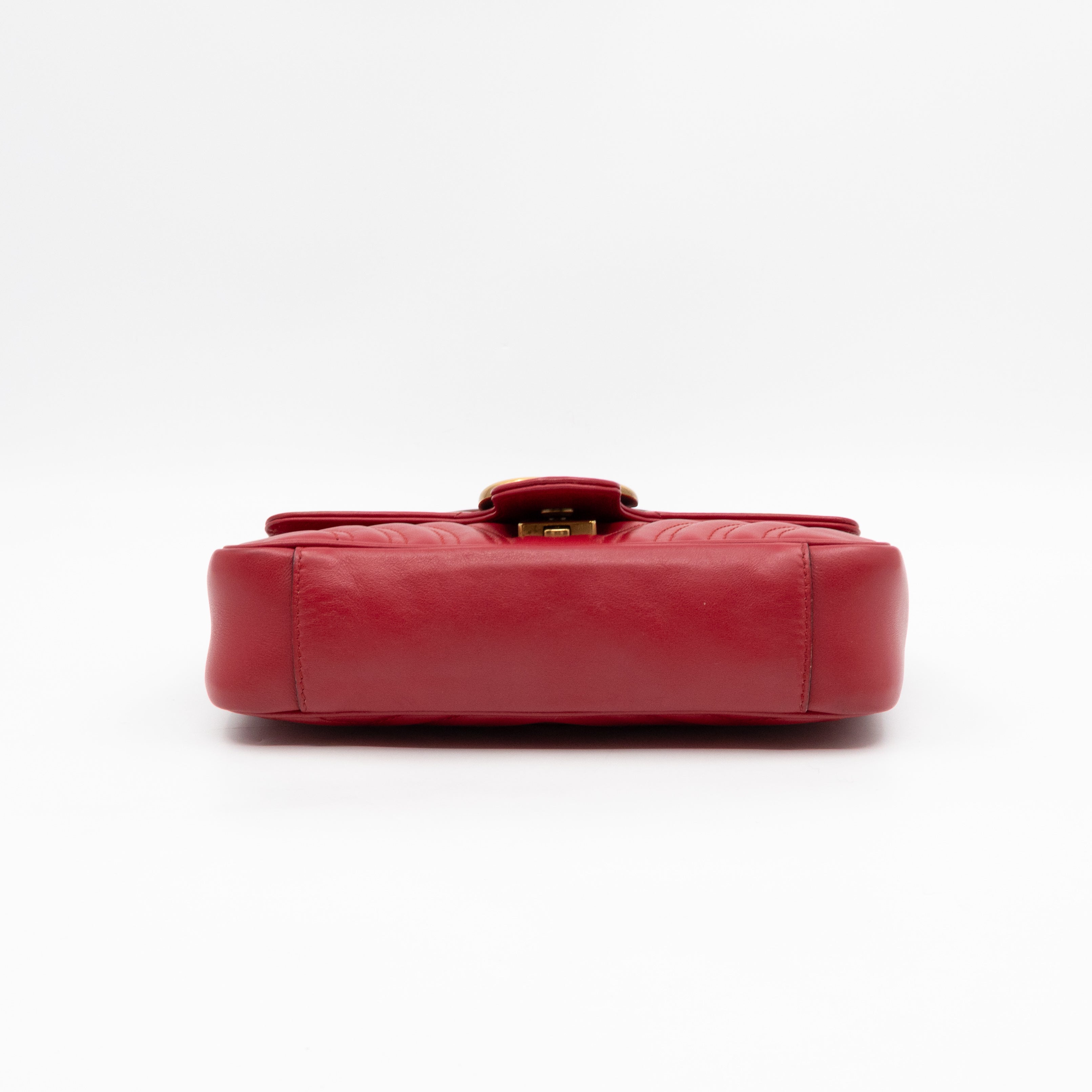 GG Marmont Flap Small Red Leather