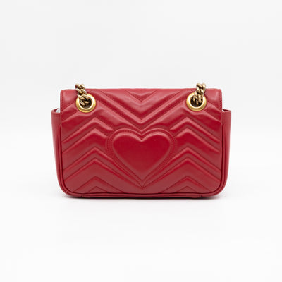 GG Marmont Flap Small Red Leather