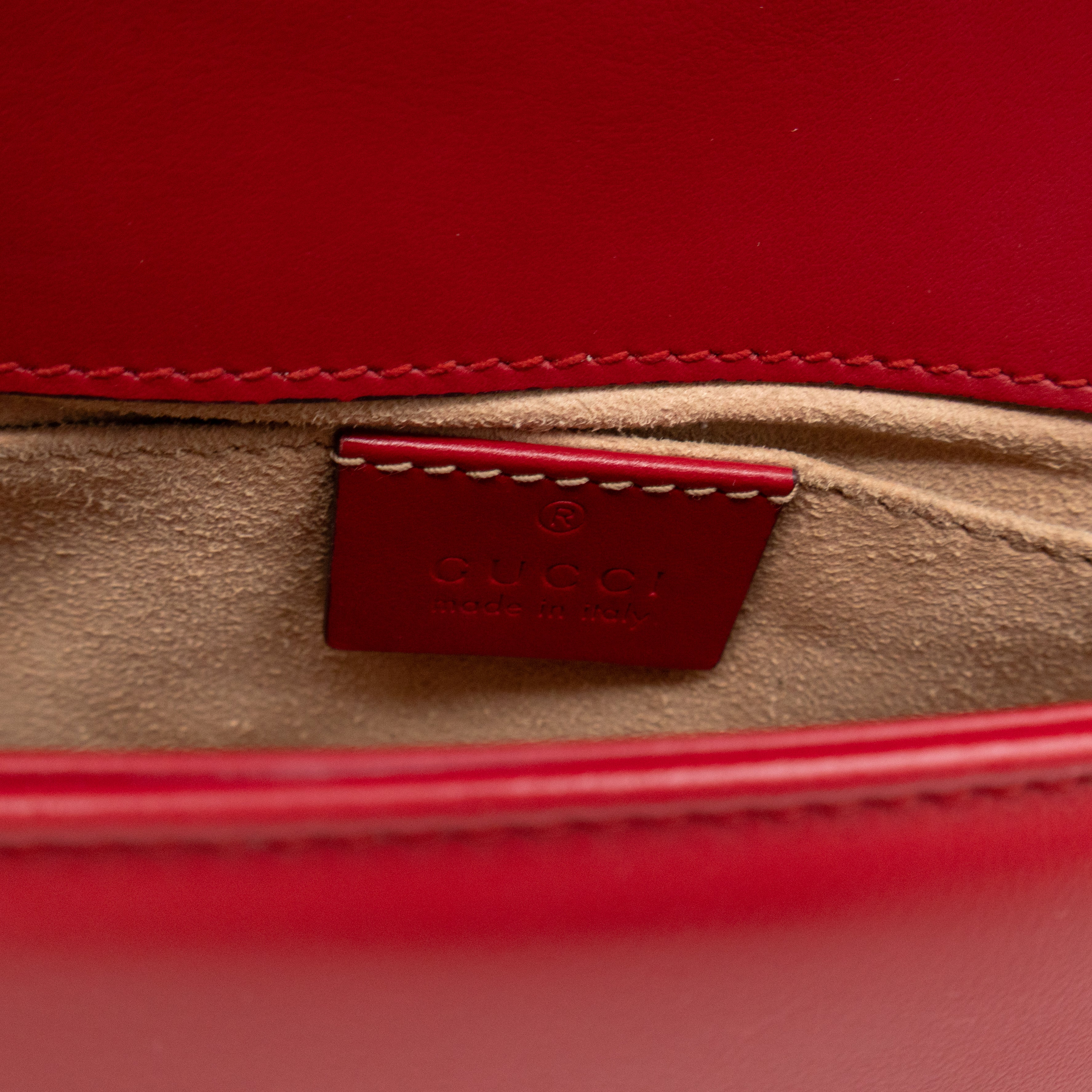 GG Marmont Flap Small Red Leather