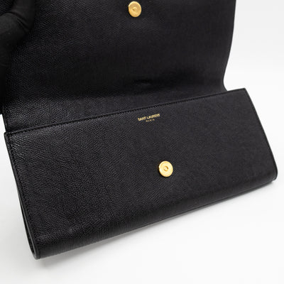 Lutetia Flap Clutch Black Glossy Calfskin