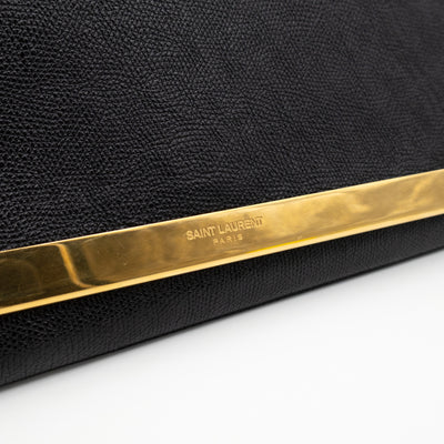 Lutetia Flap Clutch Black Glossy Calfskin