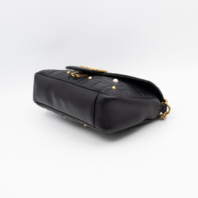GG Marmont Medium Flap Bag Pearls Black Matelasse Leather