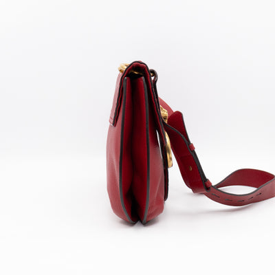 GG Marmont Flap Animalier Shoulder Bag Red Leather