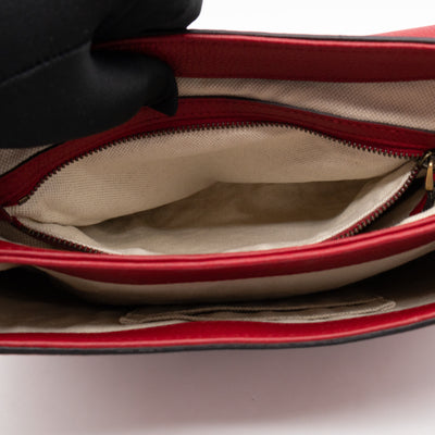GG Marmont Flap Animalier Shoulder Bag Red Leather