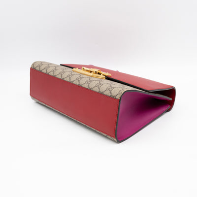 Padlock Flap Bag Medium GG Supreme Red Leather