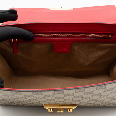 Padlock Flap Bag Medium GG Supreme Red Leather