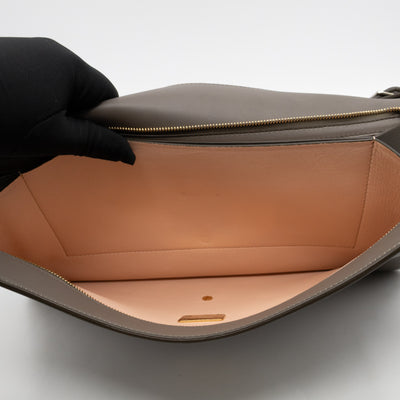 Clasp Fold-over Bag Grey Leather