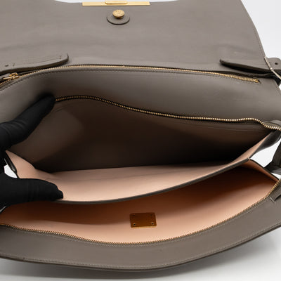 Clasp Fold-over Bag Grey Leather