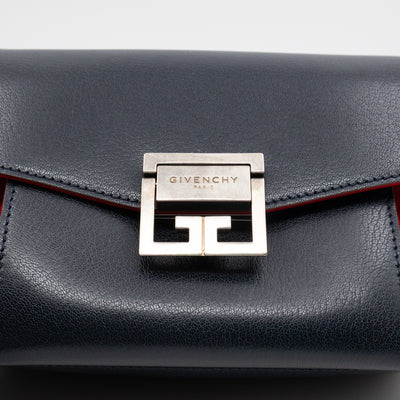 GV3 Small Crossbody Bag Blue Leather Red Suede