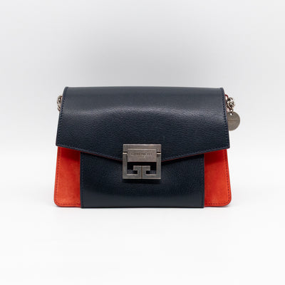 GV3 Small Crossbody Bag Blue Leather Red Suede