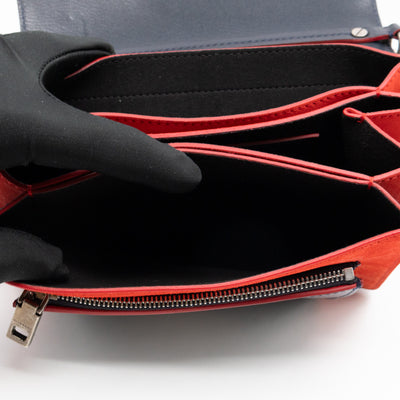 GV3 Small Crossbody Bag Blue Leather Red Suede