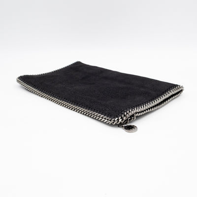 Falabella Fold Over Clutch Black Silver