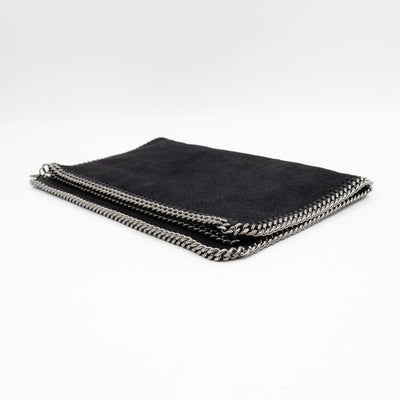Falabella Fold Over Clutch Black Silver