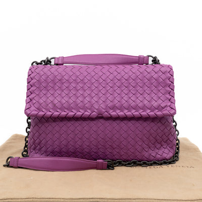 Olimpia Crossbody Bag Purple Intrecciato Leather