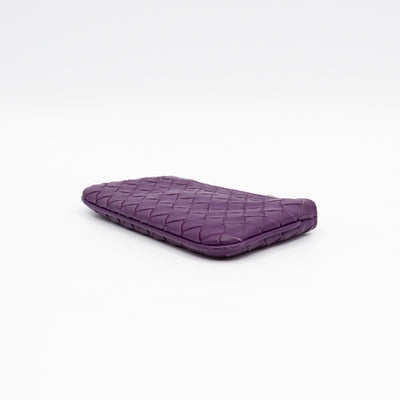 Key Pouch Purple Intrecciato Leather