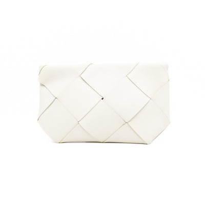 Clutch Maxi White Intrecciato Leather