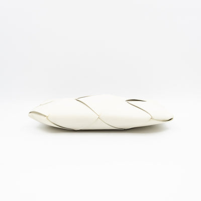 Clutch Maxi White Intrecciato Leather
