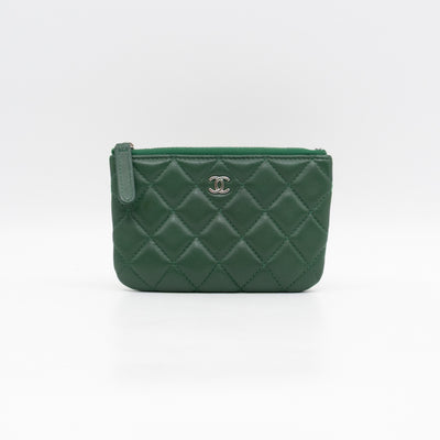 Mini O Case Pouch Green Lambskin Leather