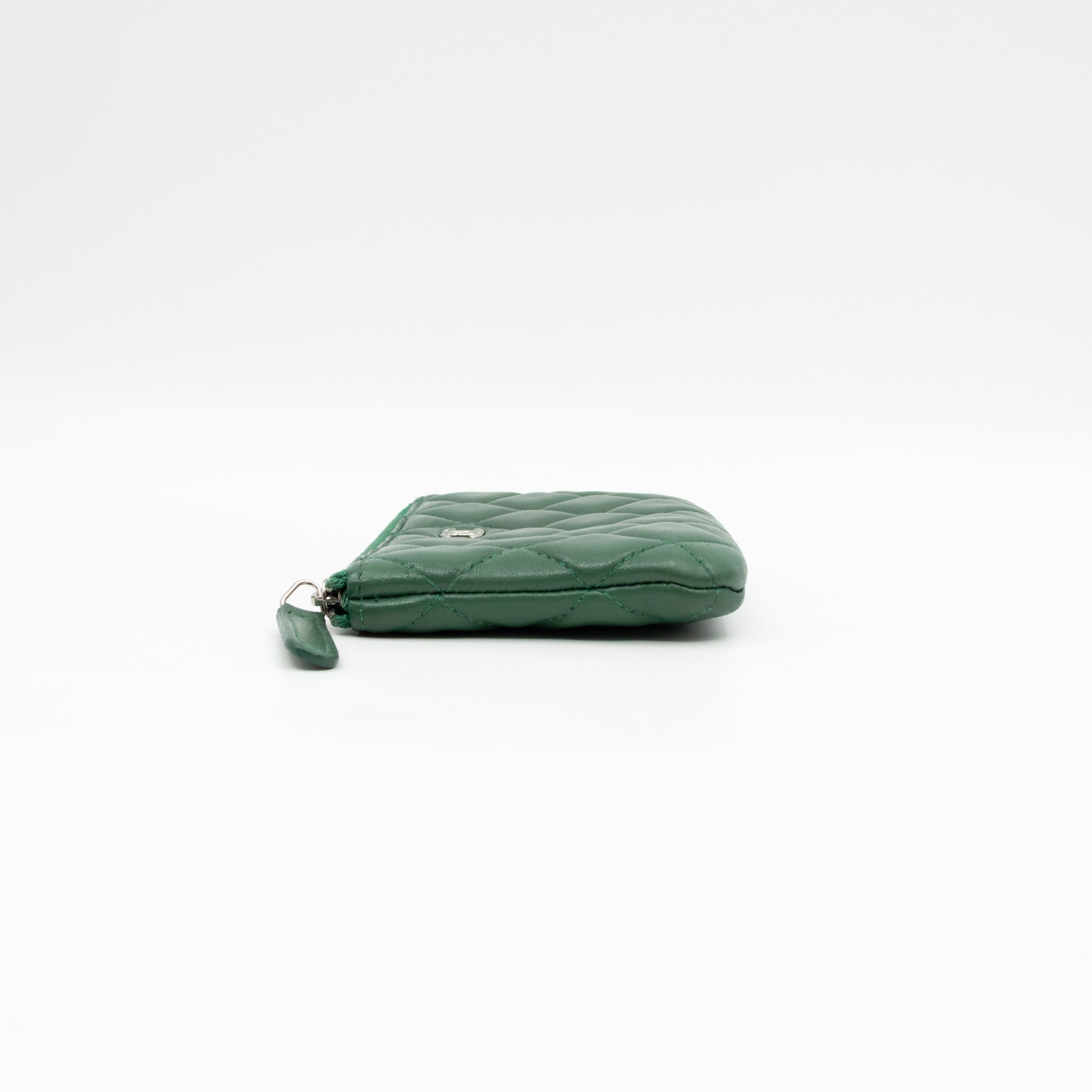 Mini O Case Pouch Green Lambskin Leather