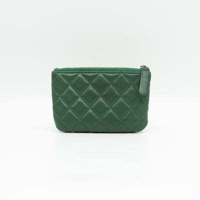 Mini O Case Pouch Green Lambskin Leather