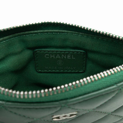 Mini O Case Pouch Green Lambskin Leather