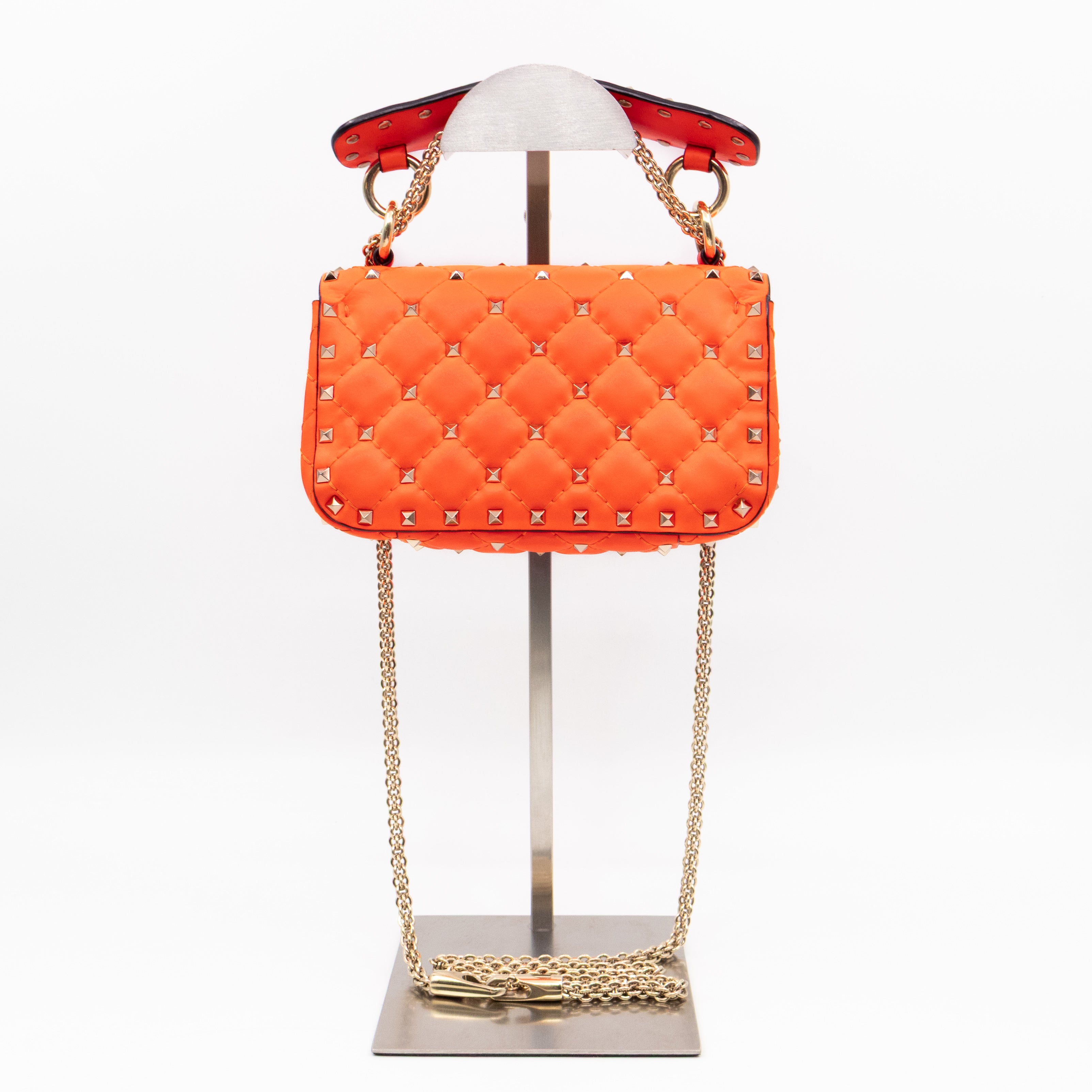 Rockstud Spike Mini Bag Fluo Orange Leather