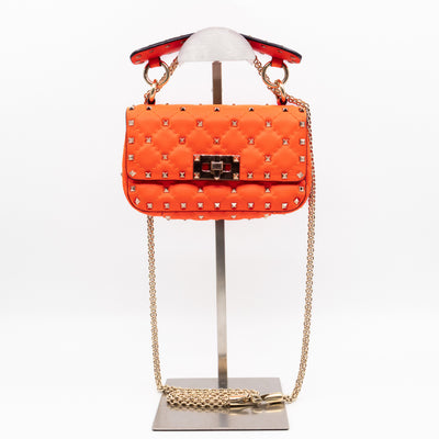 Rockstud Spike Mini Bag Fluo Orange Leather
