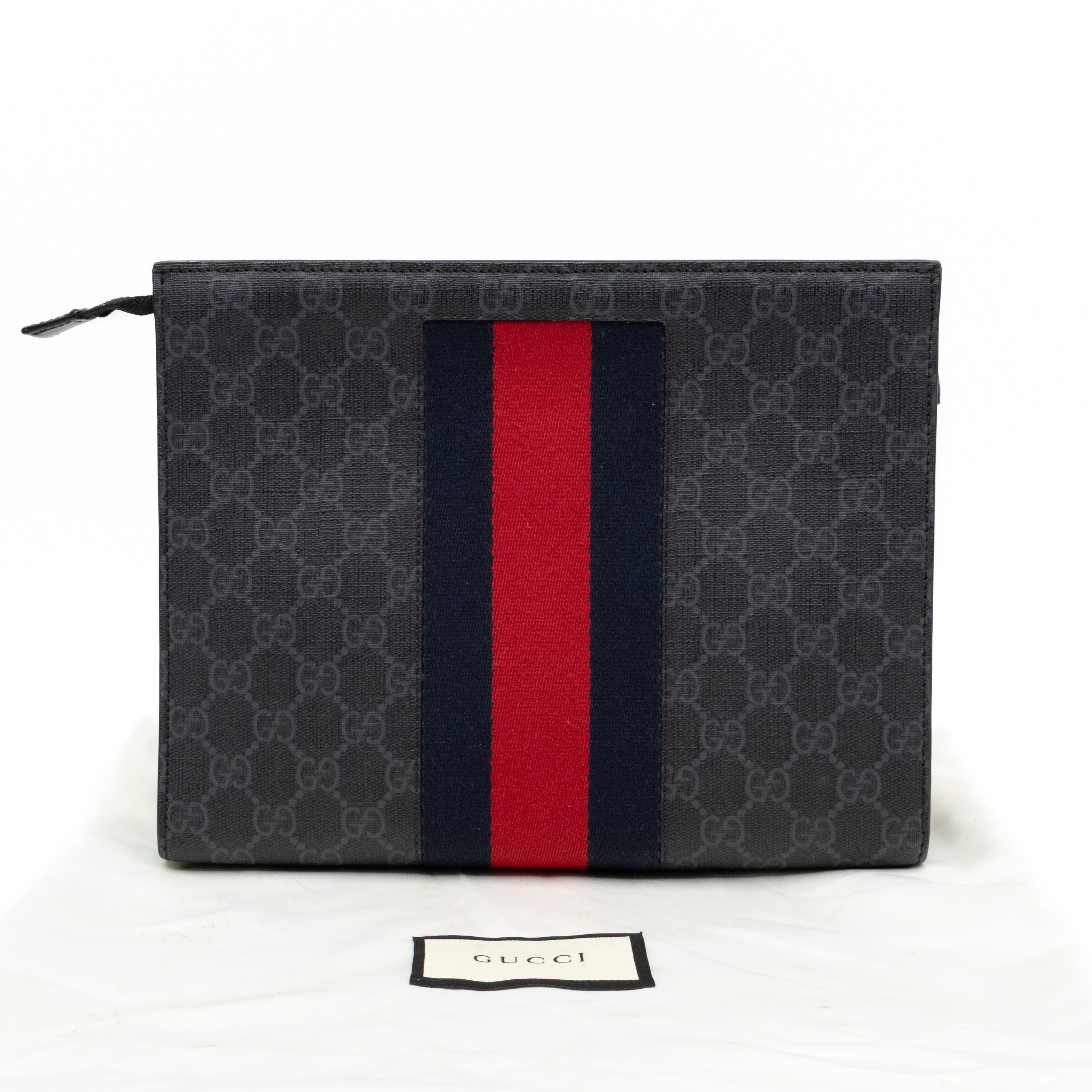 Zip Pouch Toiletry Case Black GG Supreme