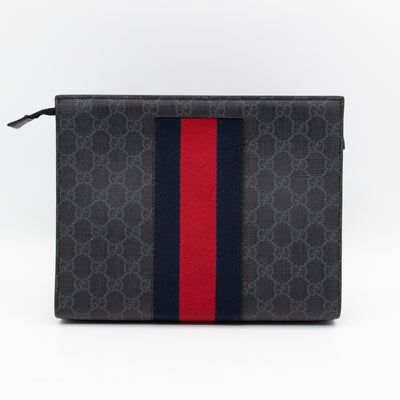 Zip Pouch Toiletry Case Black GG Supreme