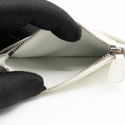 Zipped Card Holder White Leather