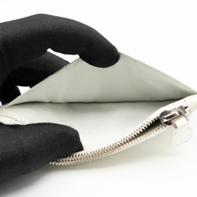 Zipped Card Holder White Leather