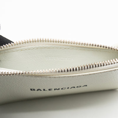 Zipped Card Holder White Leather