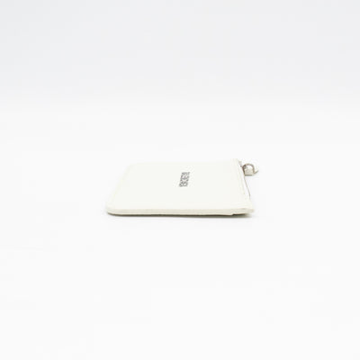 Zipped Card Holder White Leather