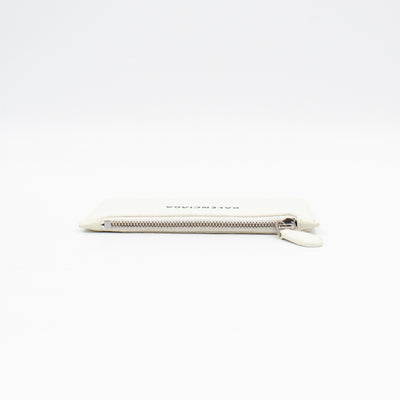 Zipped Card Holder White Leather