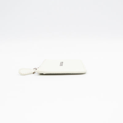 Zipped Card Holder White Leather